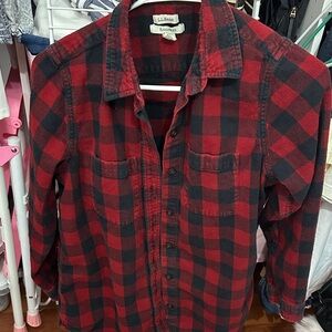 L.L. Bean Womens Classic Red and Black Checkered Shirt